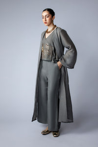 Festive Wrap Top Gray W