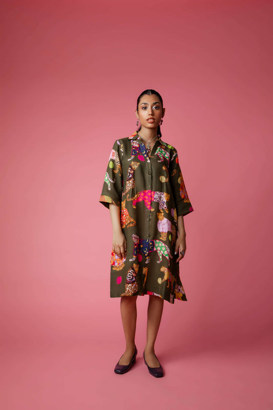 FASHION LEOPARD Dress - Green