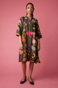 Fashion Leopard Dress Green W