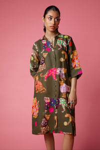 Fashion Leopard Dress Green W