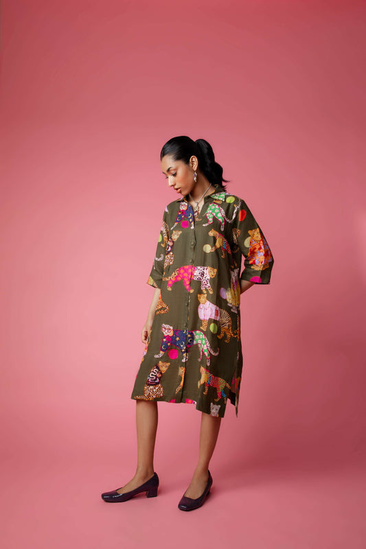 FASHION LEOPARD Dress - Green