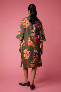 Fashion Leopard Dress Green W