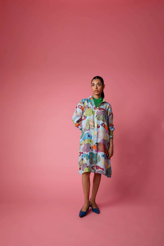 TROPICAL SWARM Dress - Blue
