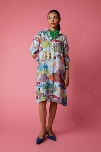 Tropical Swarm Dress Blue W