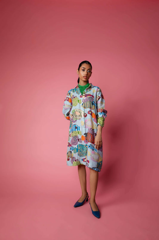 TROPICAL SWARM Dress - Blue