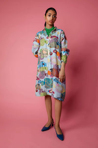 Tropical Swarm Dress Blue W