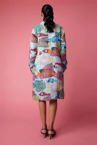 Tropical Swarm Dress Blue W