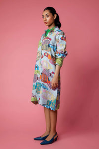 Tropical Swarm Dress Blue W