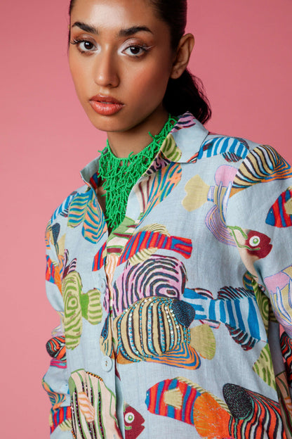 TROPICAL SWARM Dress - Blue
