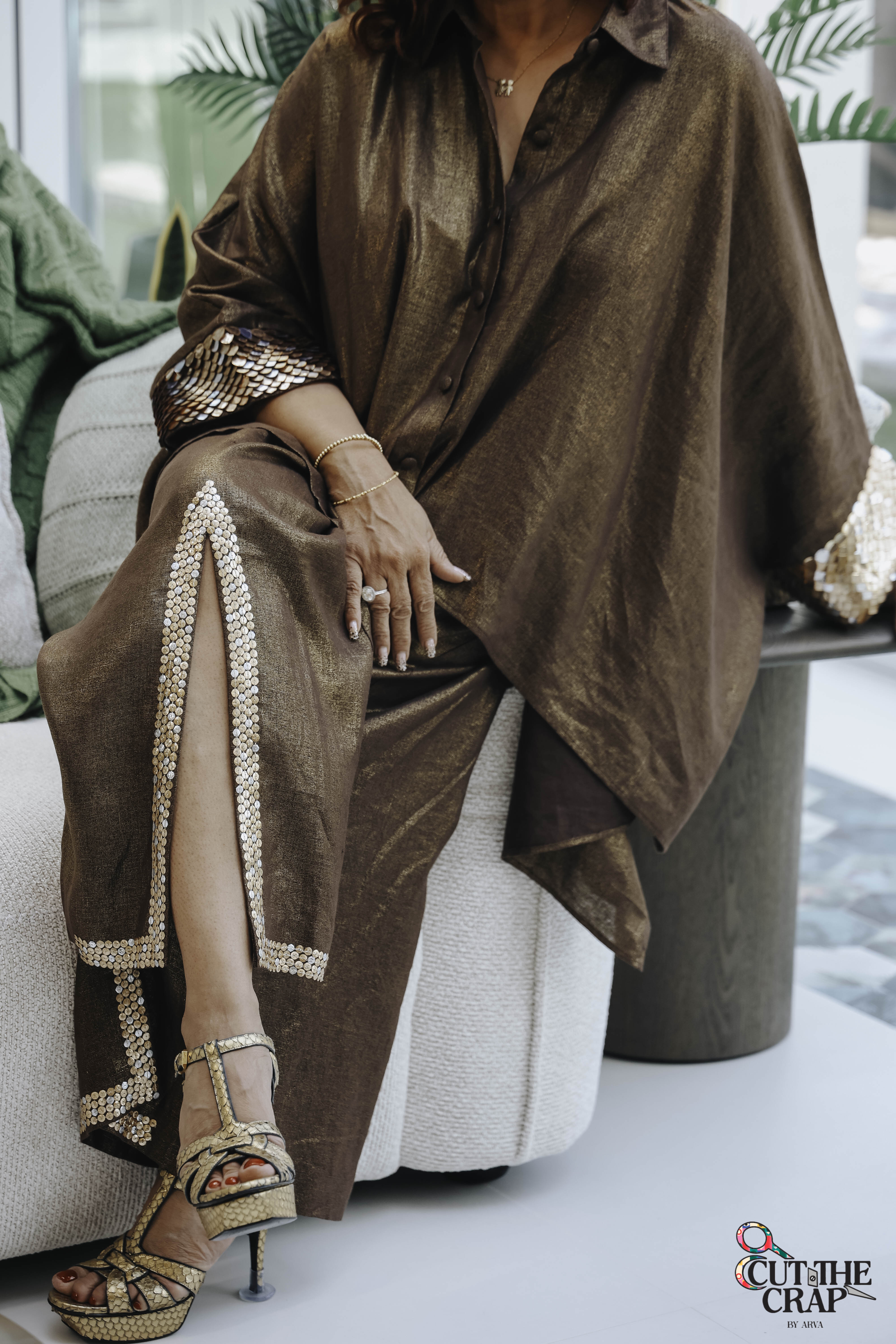 Shimmer Kimono set Brown W
